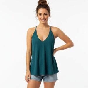 Intimately Free People Teal Ribbed V-Neck Racerback Tank Top Size S/P